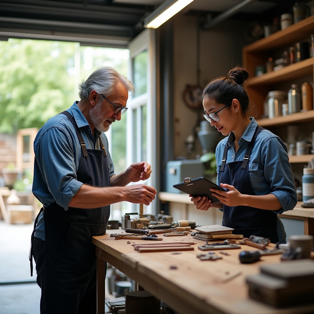 Session de formation et transfert de connaissances entre générations dans un atelier